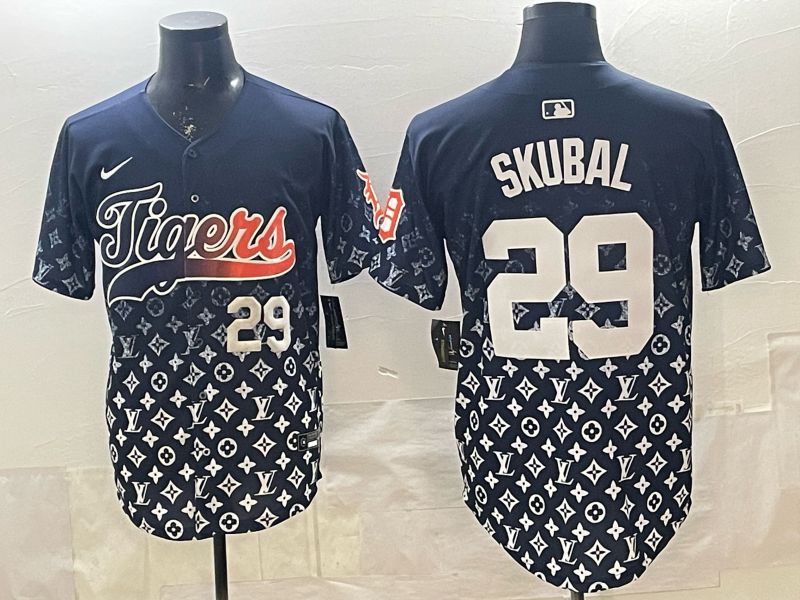 Men 2026 Detroit Tigers #29 Skubal Blue Game Nike MLB Jersey 04->detroit tigers->MLB Jersey